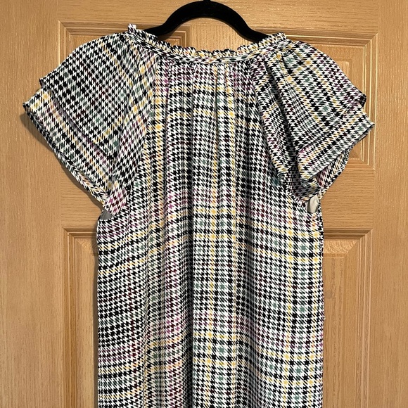 Loft Plaid Flutter Sleeve Button Dress - Picture 14 of 15